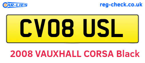 CV08USL are the vehicle registration plates.