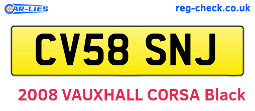 CV58SNJ are the vehicle registration plates.