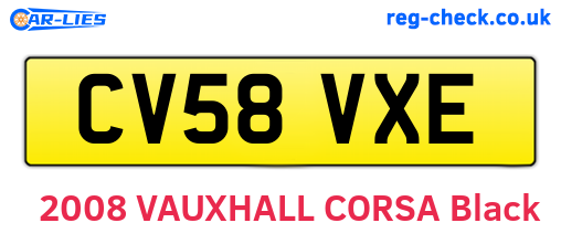 CV58VXE are the vehicle registration plates.