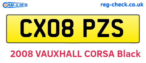 CX08PZS are the vehicle registration plates.
