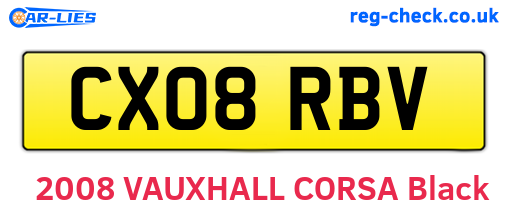 CX08RBV are the vehicle registration plates.