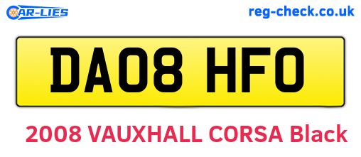 DA08HFO are the vehicle registration plates.