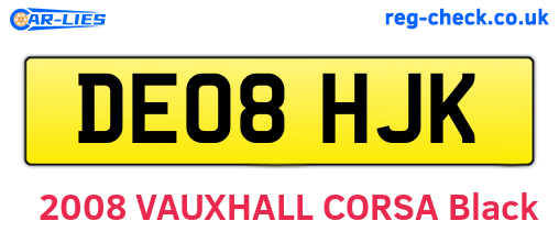 DE08HJK are the vehicle registration plates.