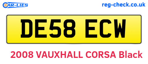 DE58ECW are the vehicle registration plates.