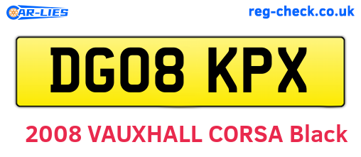 DG08KPX are the vehicle registration plates.