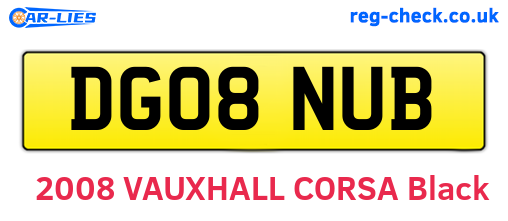 DG08NUB are the vehicle registration plates.