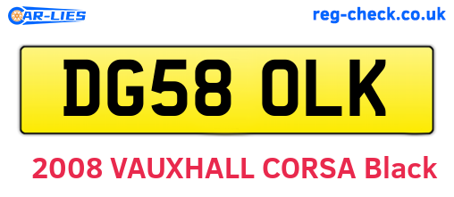 DG58OLK are the vehicle registration plates.