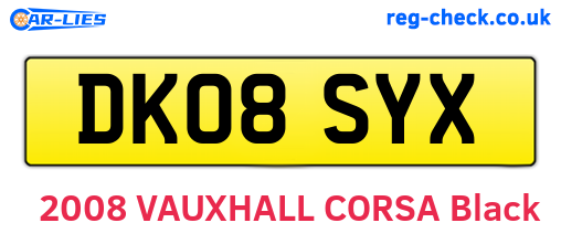 DK08SYX are the vehicle registration plates.