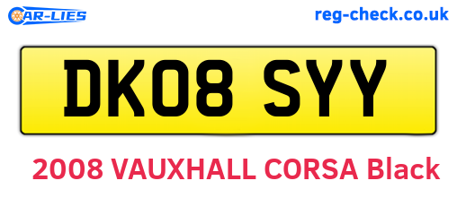 DK08SYY are the vehicle registration plates.