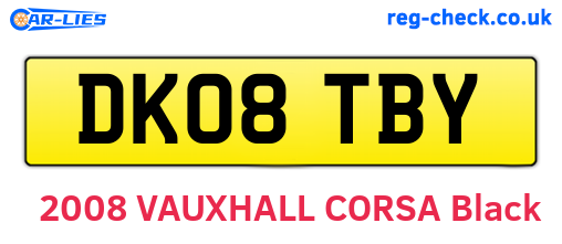 DK08TBY are the vehicle registration plates.