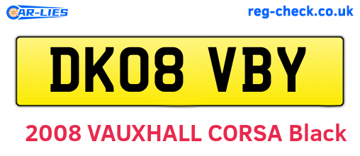 DK08VBY are the vehicle registration plates.
