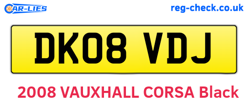 DK08VDJ are the vehicle registration plates.