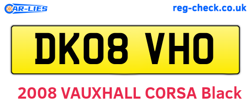DK08VHO are the vehicle registration plates.