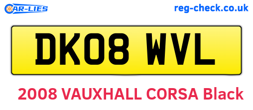 DK08WVL are the vehicle registration plates.
