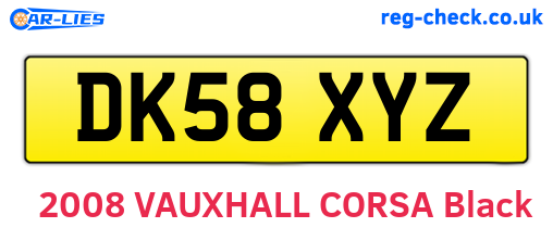DK58XYZ are the vehicle registration plates.