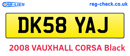 DK58YAJ are the vehicle registration plates.