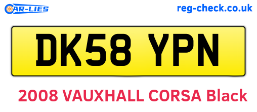 DK58YPN are the vehicle registration plates.