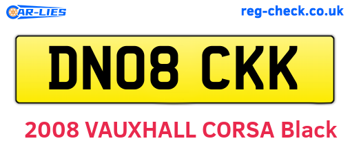 DN08CKK are the vehicle registration plates.