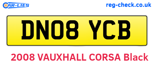 DN08YCB are the vehicle registration plates.