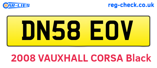 DN58EOV are the vehicle registration plates.
