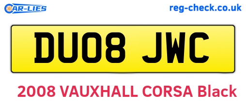 DU08JWC are the vehicle registration plates.