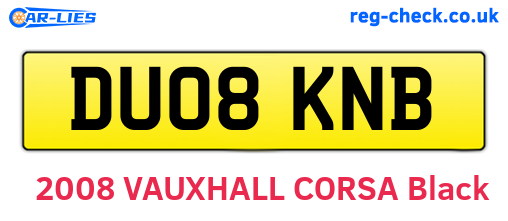 DU08KNB are the vehicle registration plates.