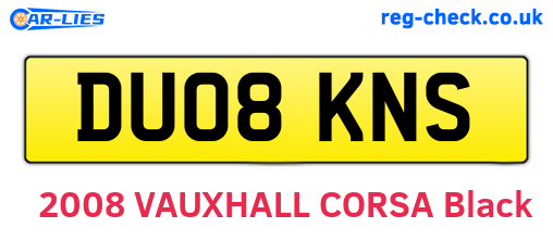 DU08KNS are the vehicle registration plates.