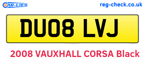 DU08LVJ are the vehicle registration plates.