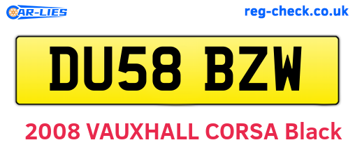 DU58BZW are the vehicle registration plates.