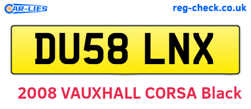 DU58LNX are the vehicle registration plates.
