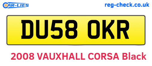 DU58OKR are the vehicle registration plates.