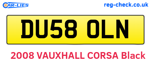 DU58OLN are the vehicle registration plates.