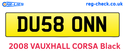 DU58ONN are the vehicle registration plates.