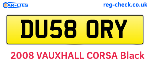 DU58ORY are the vehicle registration plates.