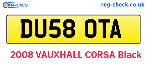 DU58OTA are the vehicle registration plates.