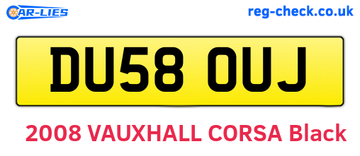 DU58OUJ are the vehicle registration plates.
