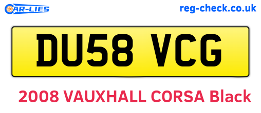 DU58VCG are the vehicle registration plates.