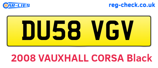DU58VGV are the vehicle registration plates.