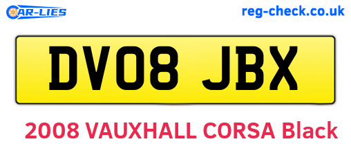 DV08JBX are the vehicle registration plates.