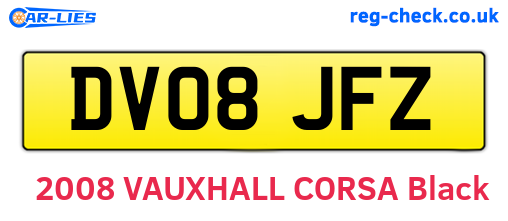DV08JFZ are the vehicle registration plates.