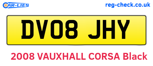 DV08JHY are the vehicle registration plates.