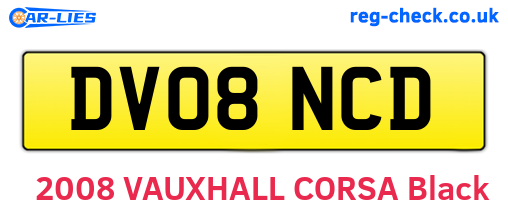DV08NCD are the vehicle registration plates.