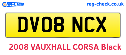 DV08NCX are the vehicle registration plates.