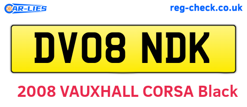 DV08NDK are the vehicle registration plates.
