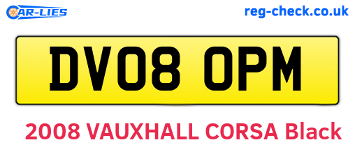 DV08OPM are the vehicle registration plates.