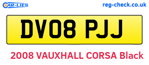 DV08PJJ are the vehicle registration plates.