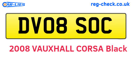 DV08SOC are the vehicle registration plates.