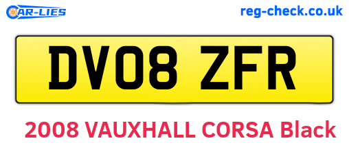 DV08ZFR are the vehicle registration plates.