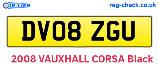 DV08ZGU are the vehicle registration plates.