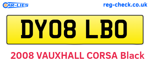 DY08LBO are the vehicle registration plates.
